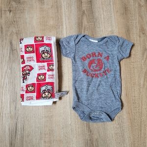 Ohio State Onesie 0-3M and Burp Rag